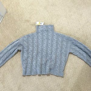 Michael Kors cropped gray cable sweater